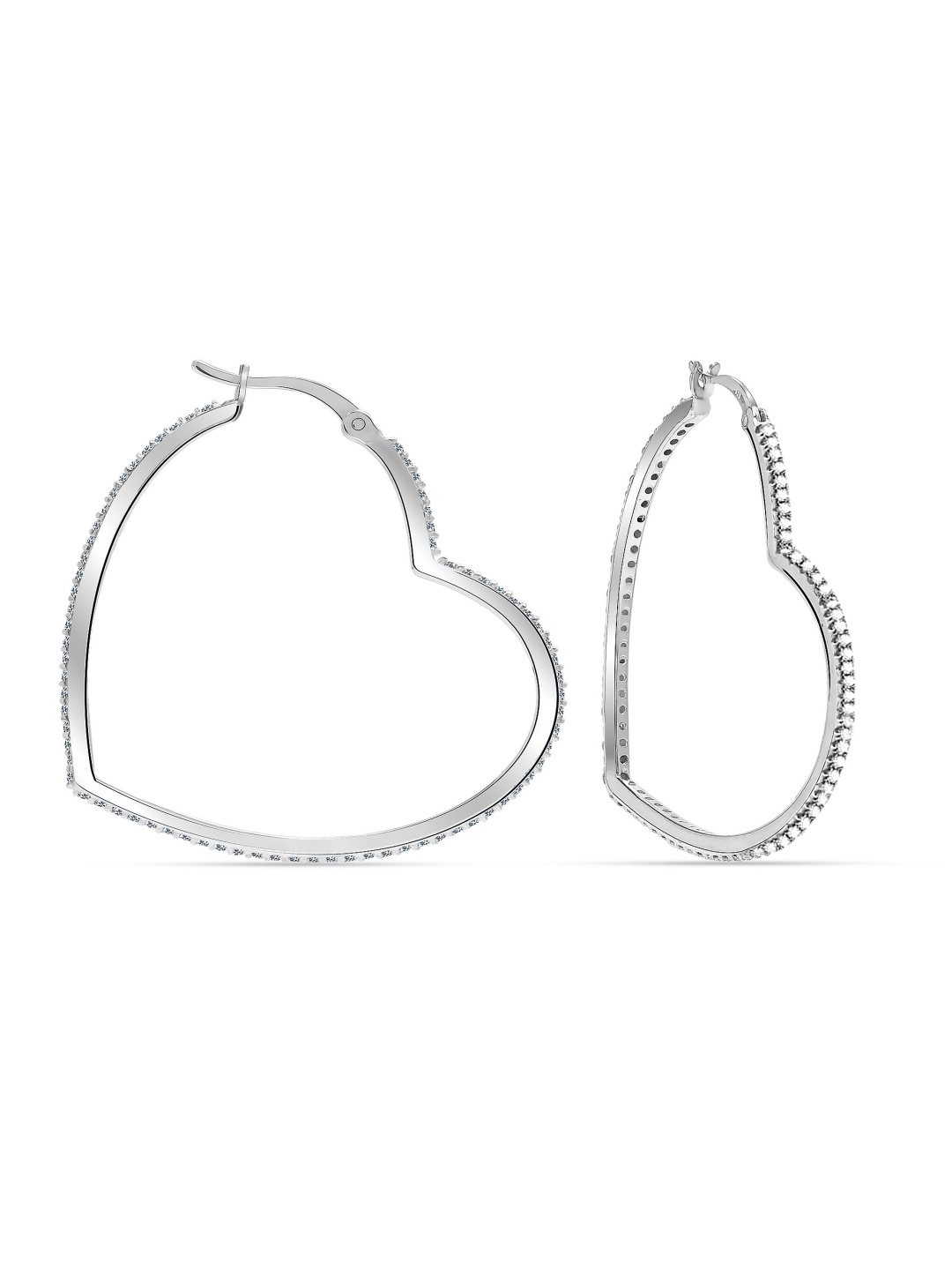 

LeCalla 925 Sterling Silver-Plated Heart Shaped Hoop Earrings