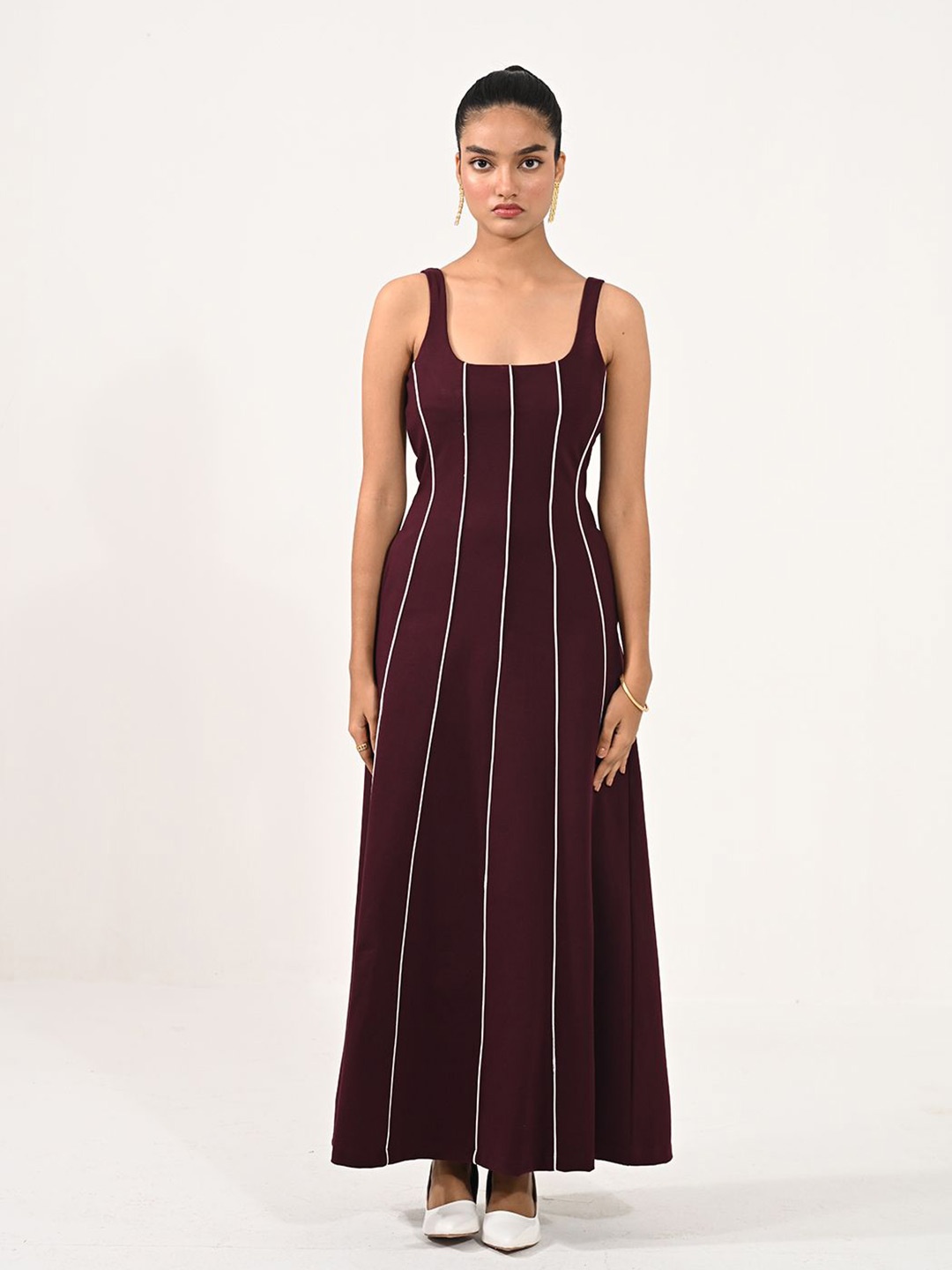 

Aamili Striped Maxi Dress, Burgundy