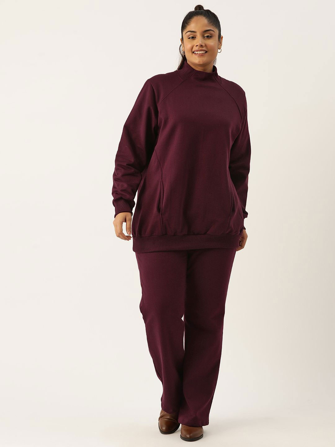 

theRebelinme High Neck Sweatshirt With Trouser, Burgundy