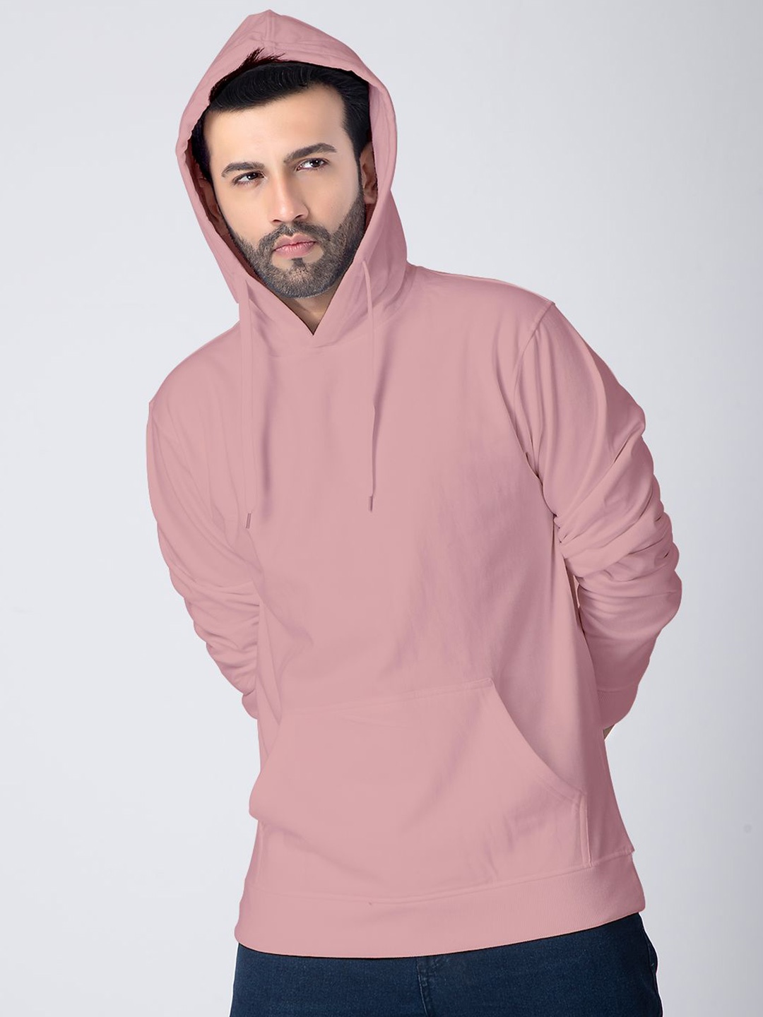 

Crazymonk Men Hooded Sweatshirt, Coral