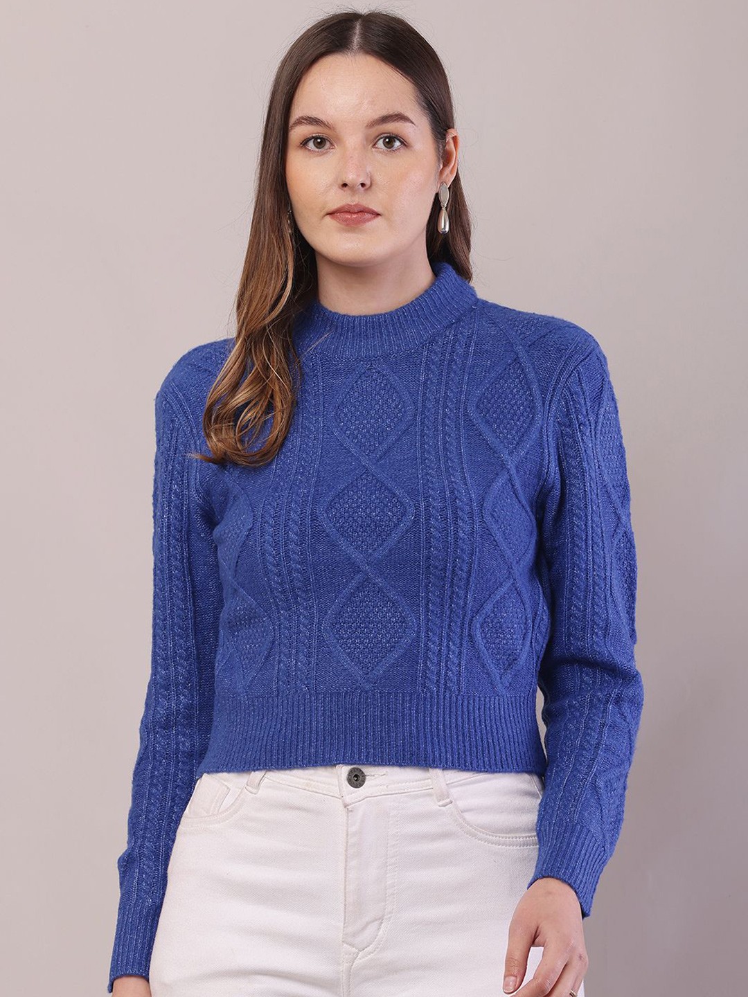 

NoBarr Women Cable Knit Pullover, Blue