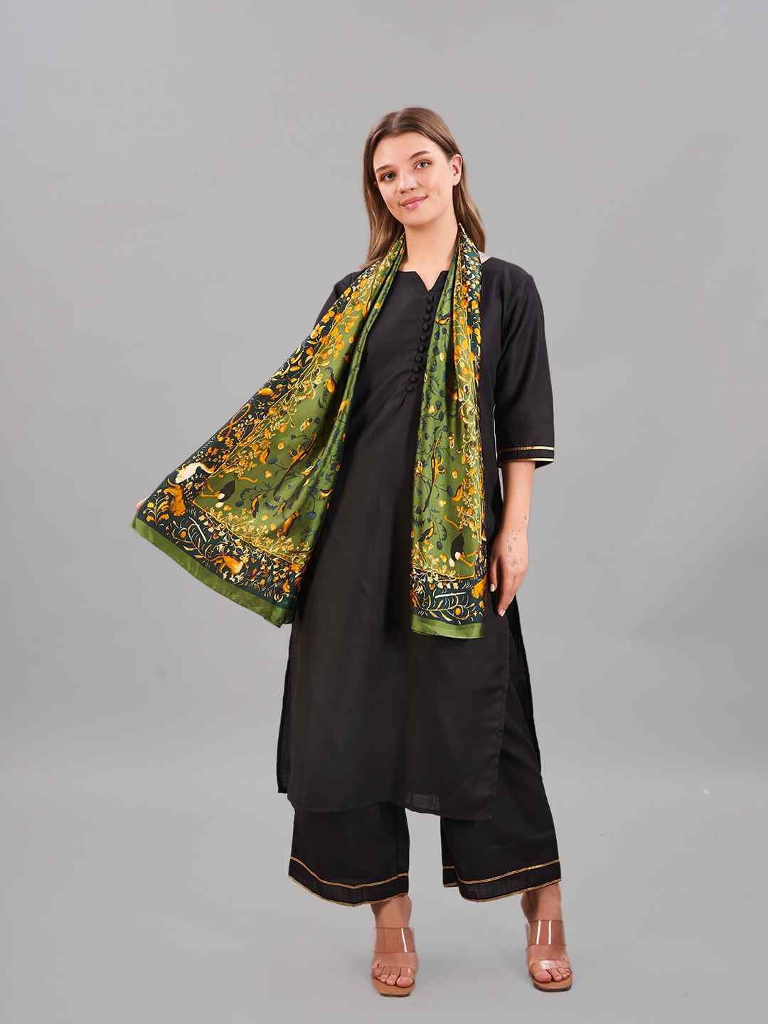 

Tossido Women Printed Stole, Green