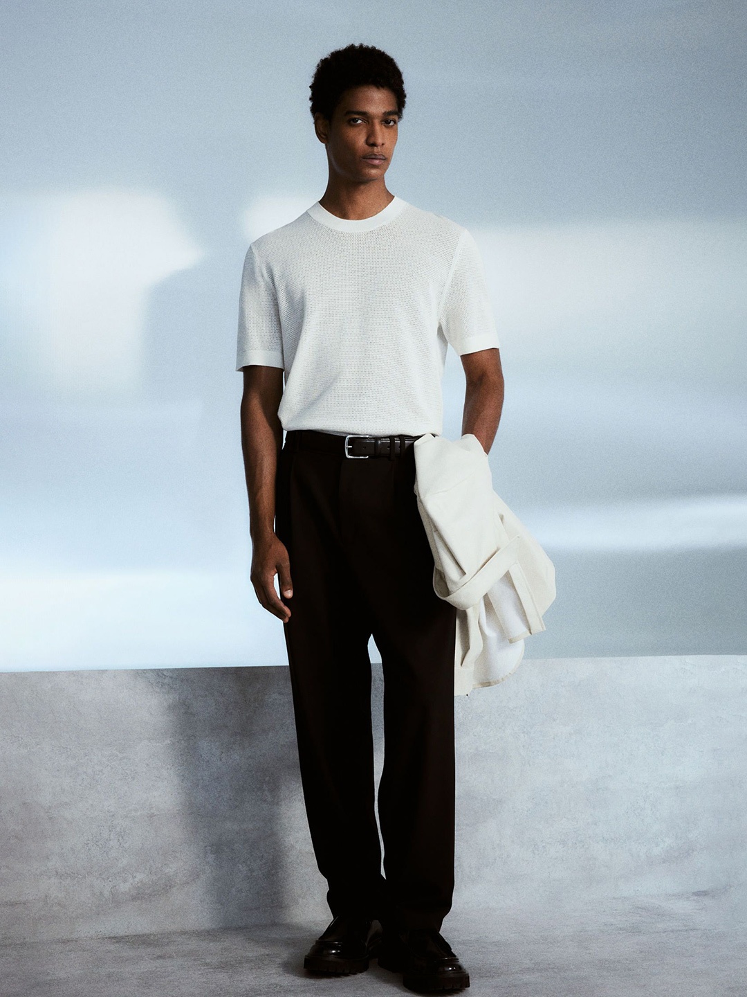 

H&M Regular Fit Hole-Knit T-shirt, White