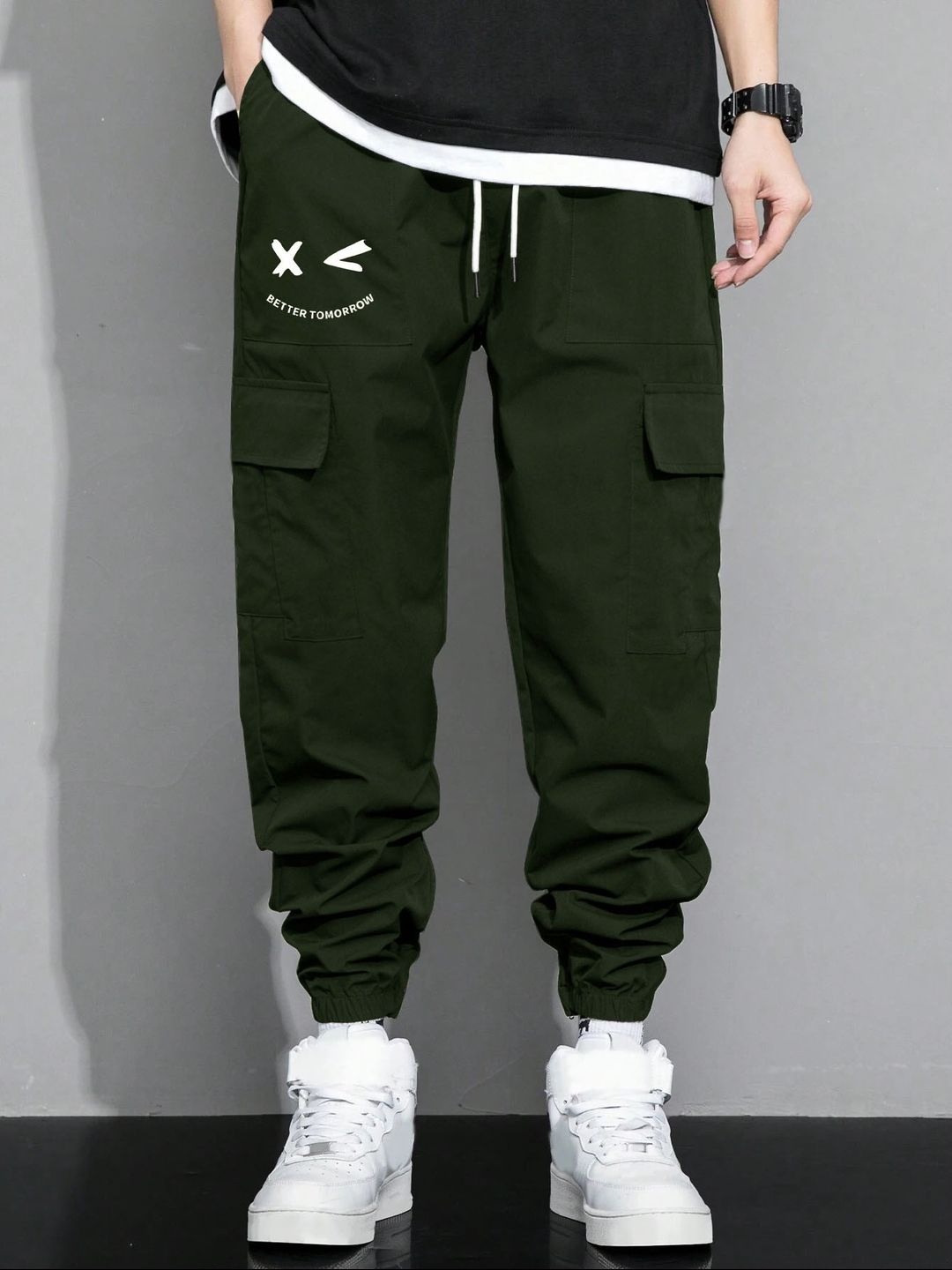 

BAESD Boys Relaxed Cargos Regular Fit Cotton Trousers, Green