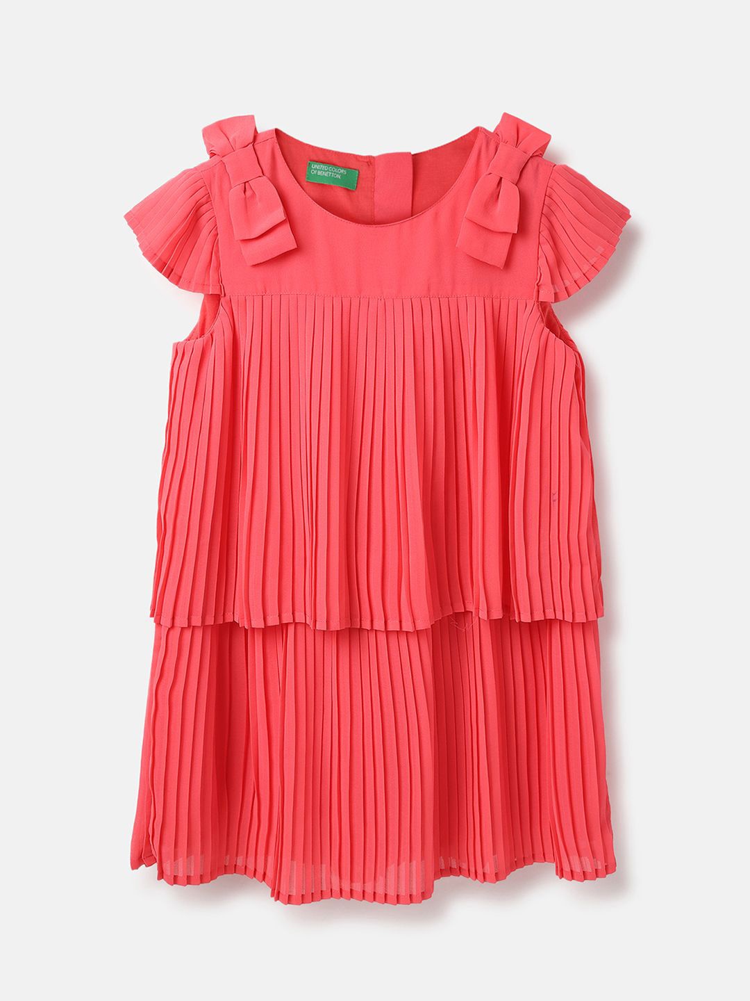 

United Colors of Benetton Girls Round Neck A-Line Dress, Red