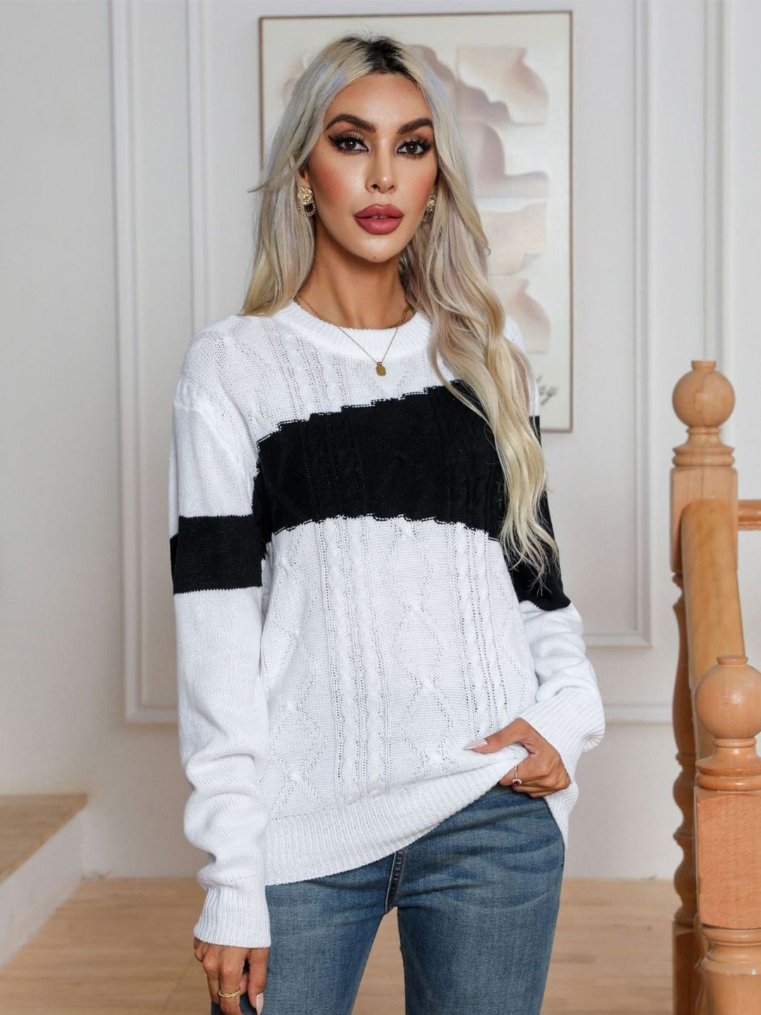 

Oh Rare Women Cable Knit Pullover, White