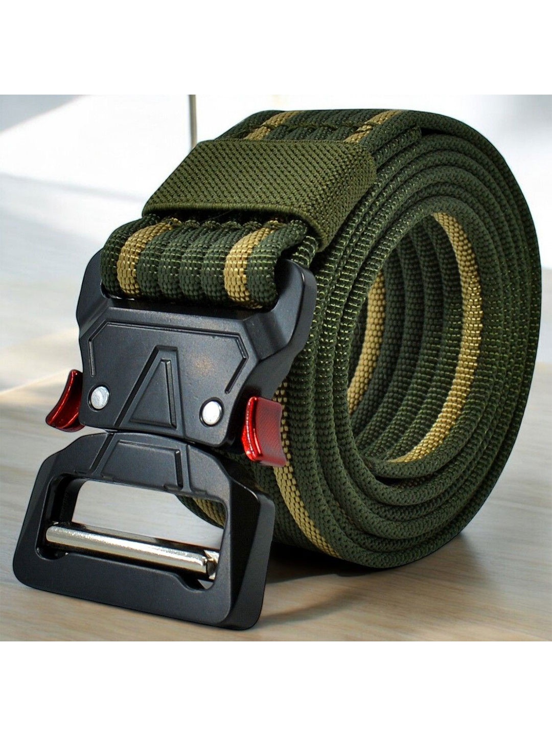 

Metronaut Men Canvas Woven Design Belt, Green