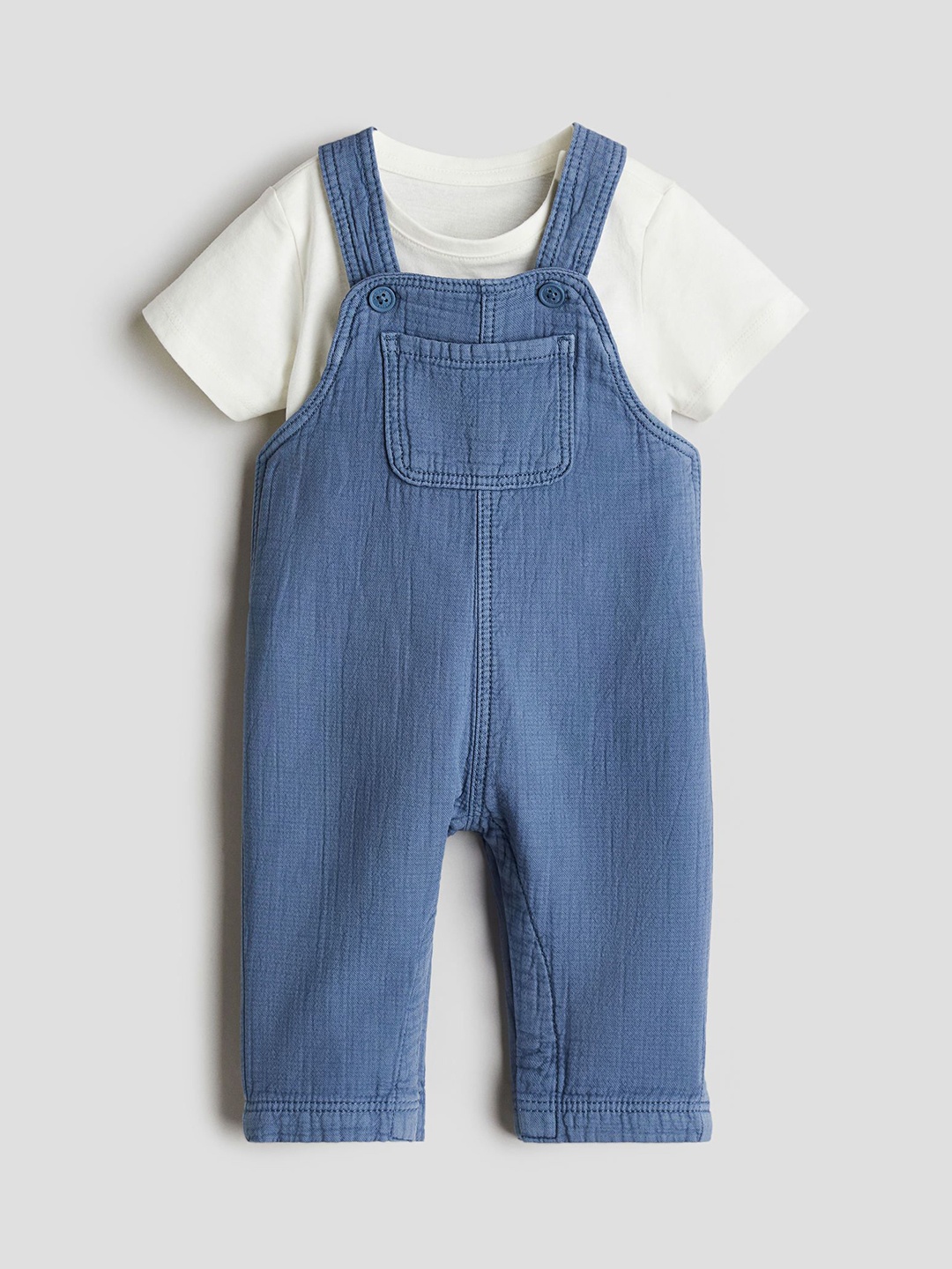 

H&M 2-Piece Dungarees And Top Set, Blue