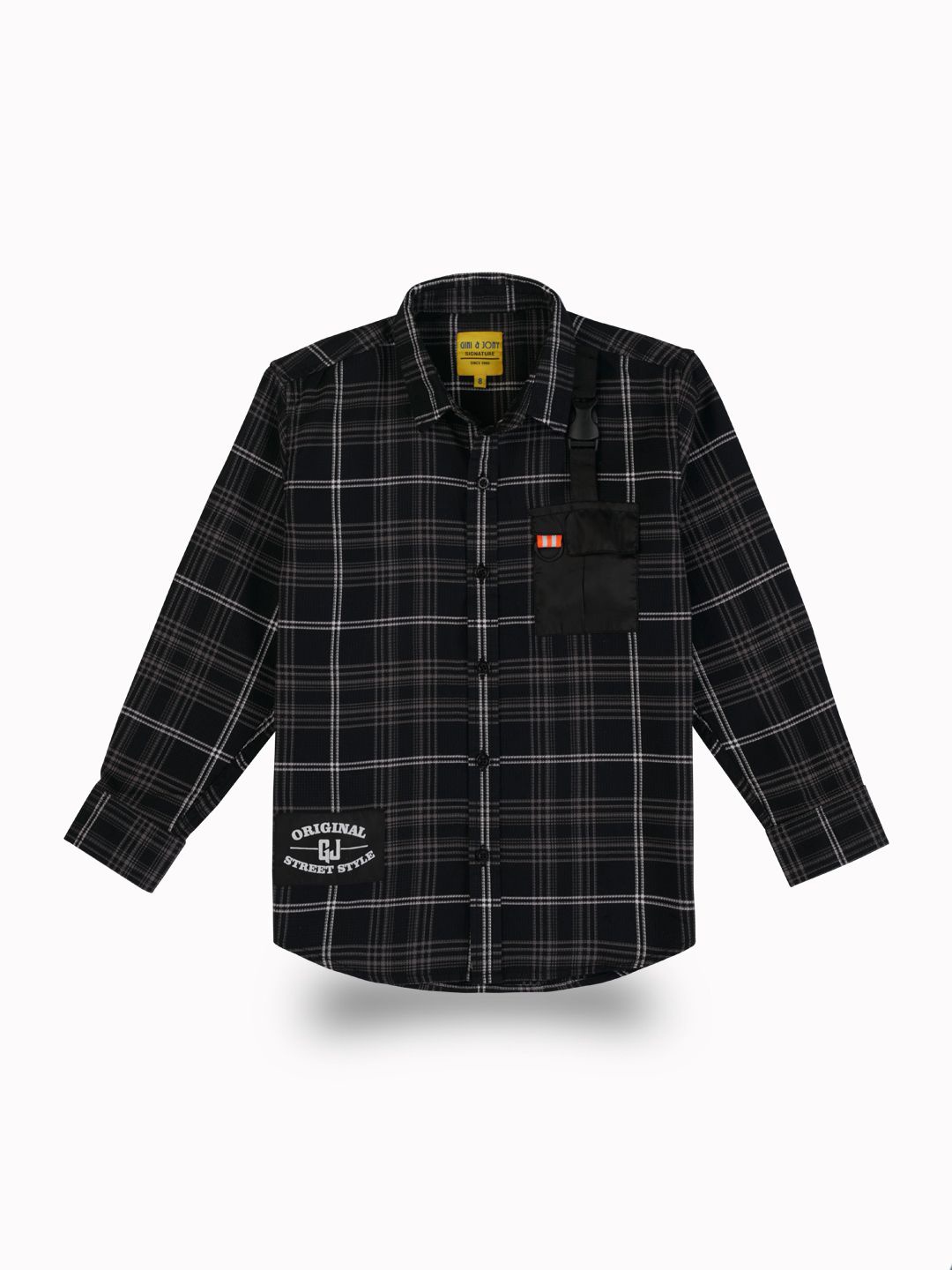 

Gini and Jony Boys Comfort Fit Spread Collar Tartan Checked Cotton Casual Shirt, Black