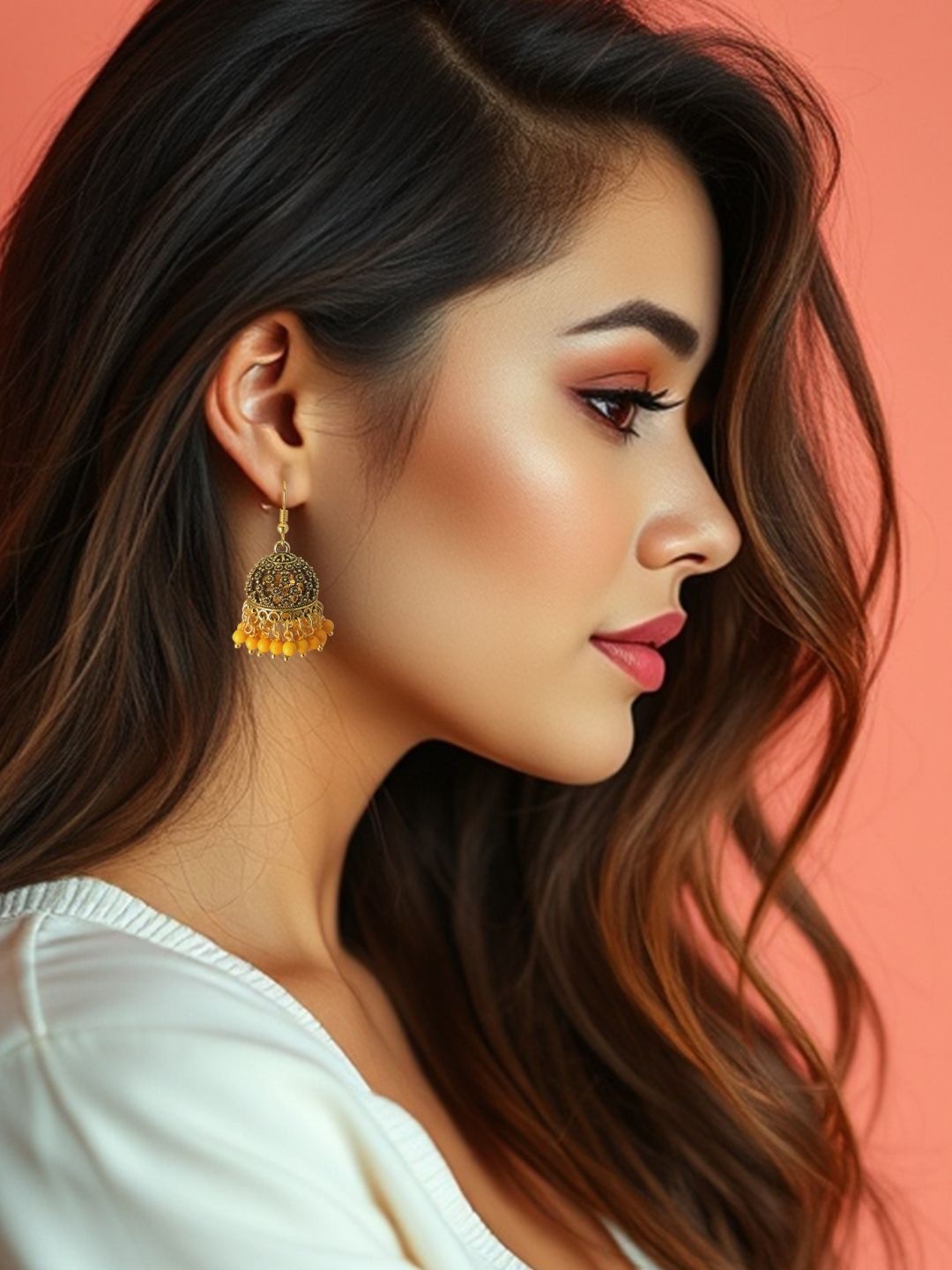 

HOPMEE Pearls Beaded Dome Shaped Jhumkas, Gold