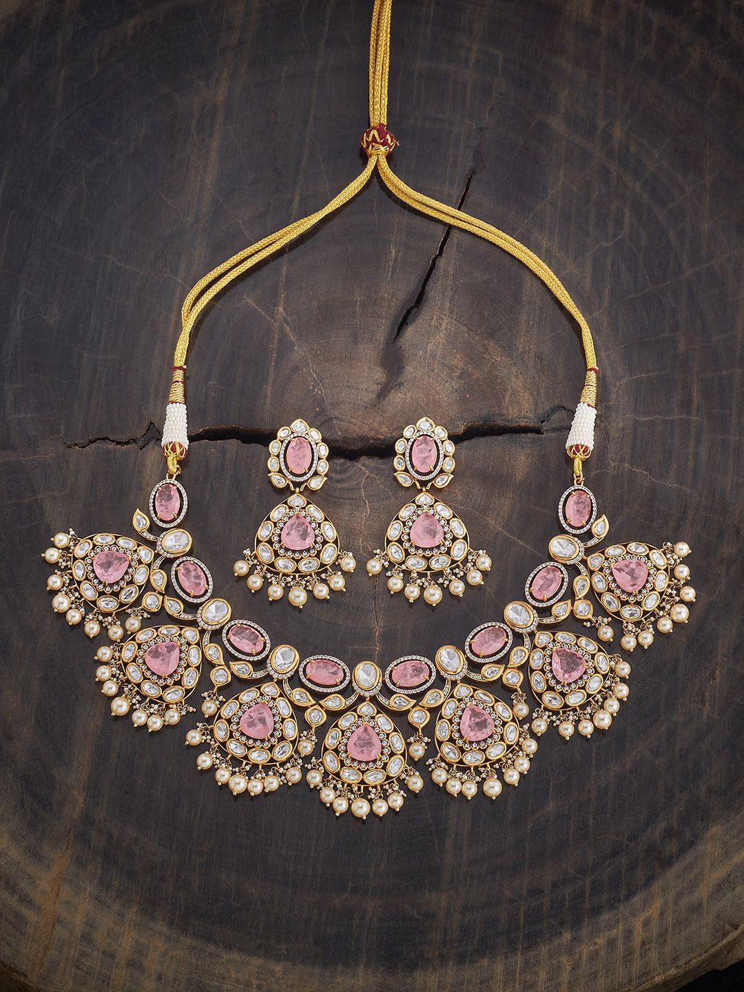 

Kushal's Fashion Jewellery Victorian-Plated Kundan Studded Jewellery Set, Gold