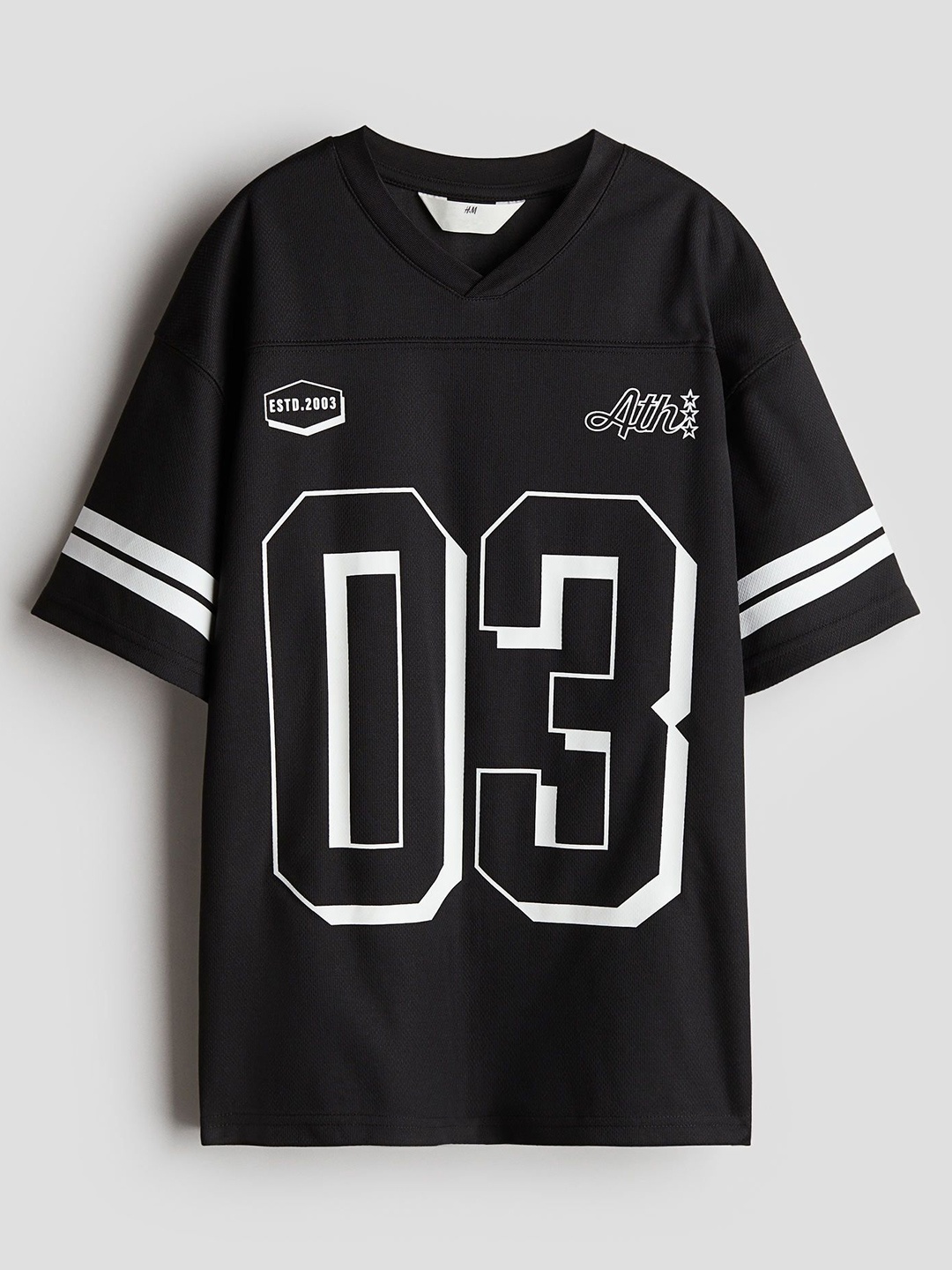 

H&M Printed Mesh Hockey Shirt, Black