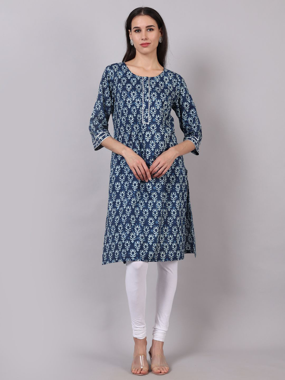 

Jaamso Royals Women Floral Printed Straight Kurta, Blue