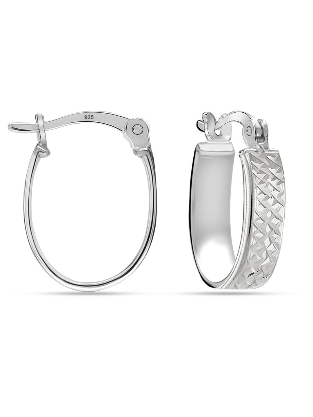 

LeCalla Sterling Silver Plated Contemporary Shaped Hoop Earrings