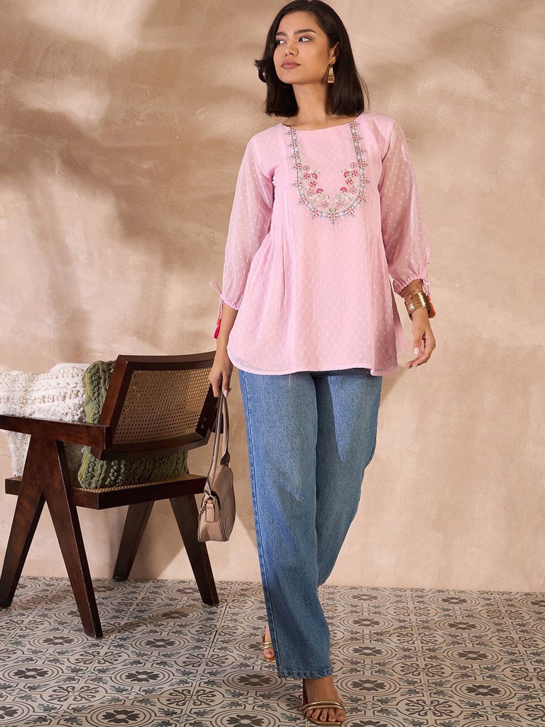 

all about you Puff Sleeve Longline Top, Pink