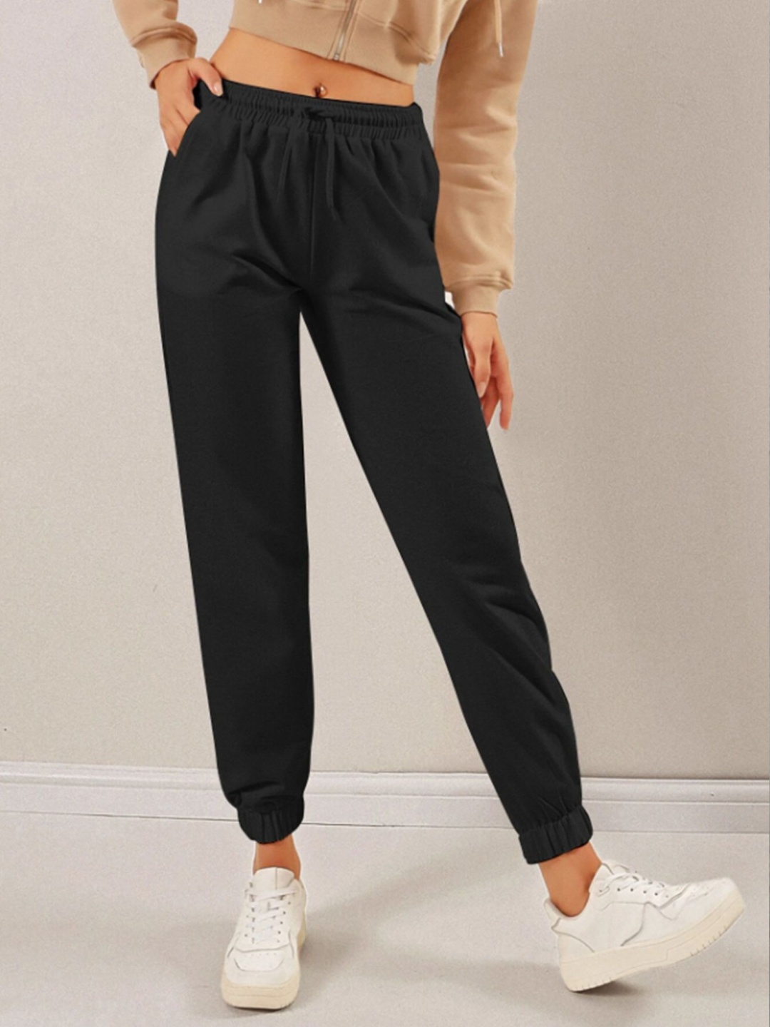 

SAAHASAM Women Relaxed Loose Fit Joggers Trousers, Black