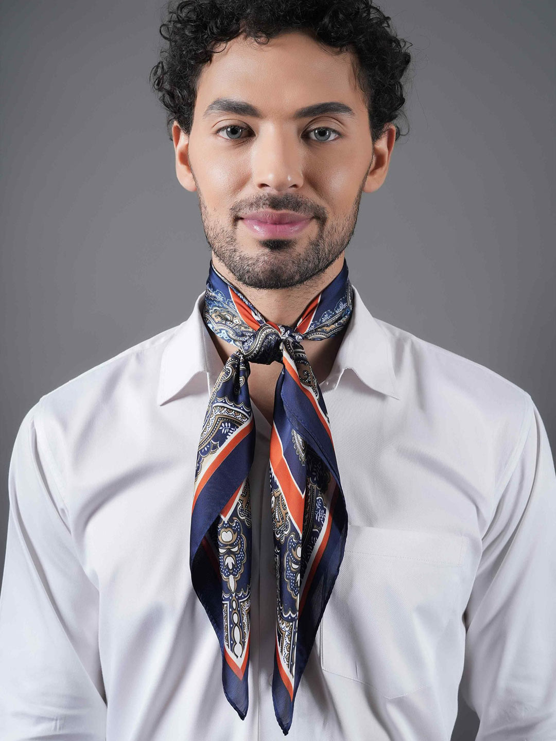 

Tossido Men Printed Satin Scarf, Blue