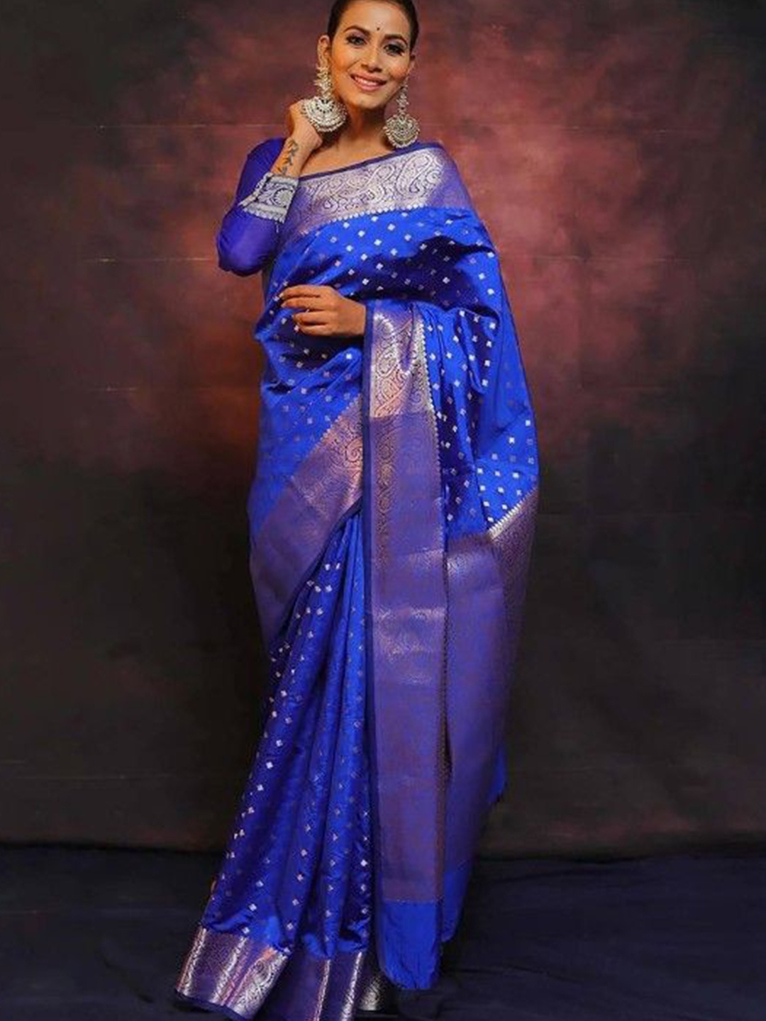 

KALINI Woven Design Zari Banarasi Saree, Blue