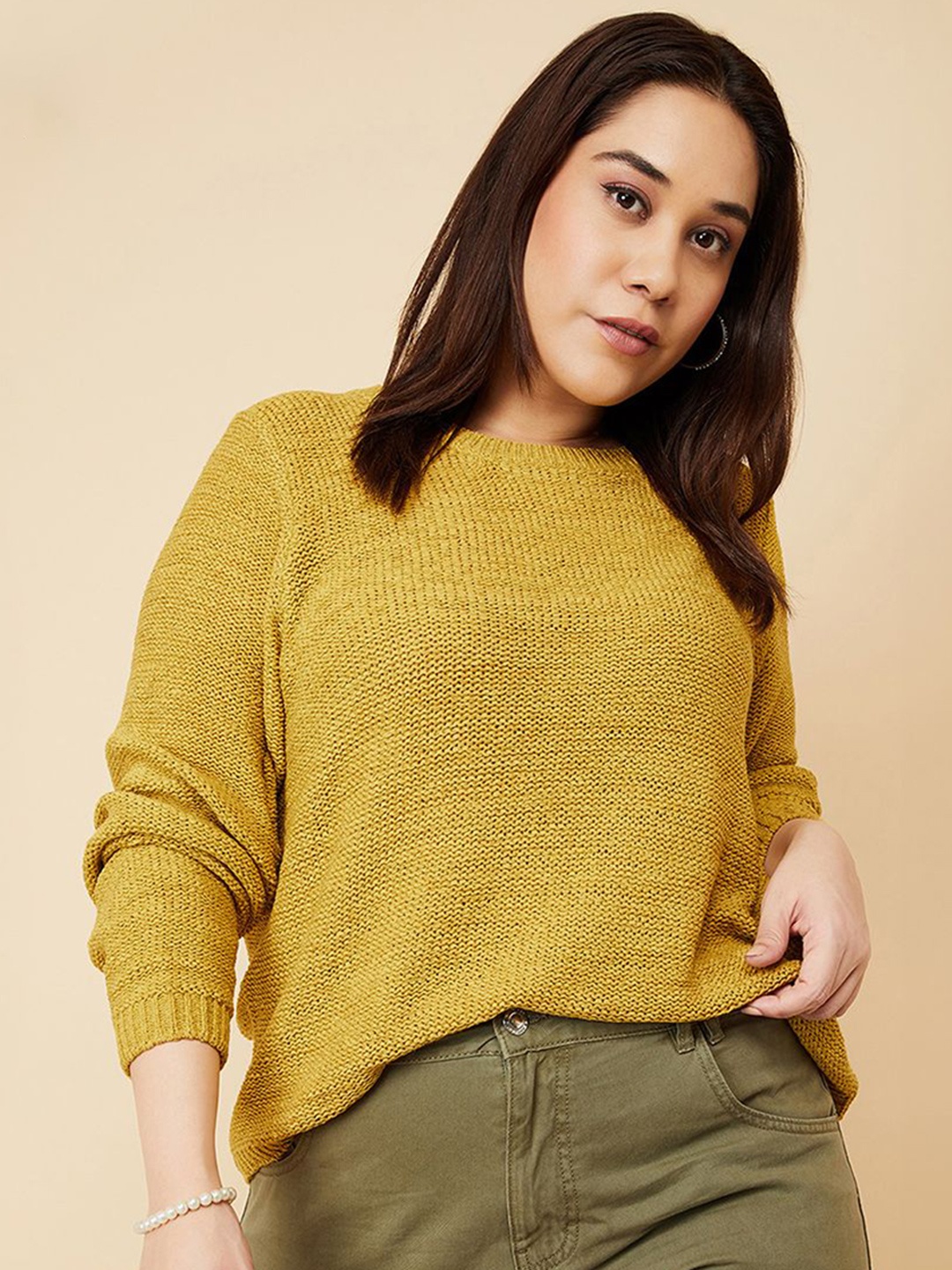 

max Women Plus size Cotton Top, Yellow