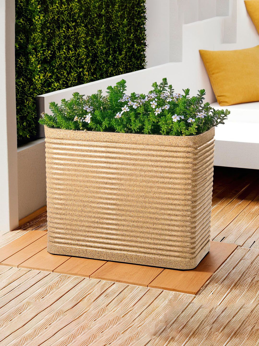 

Kuber Industries 2Pcs Brown Textured Roto Mould Flower Planters