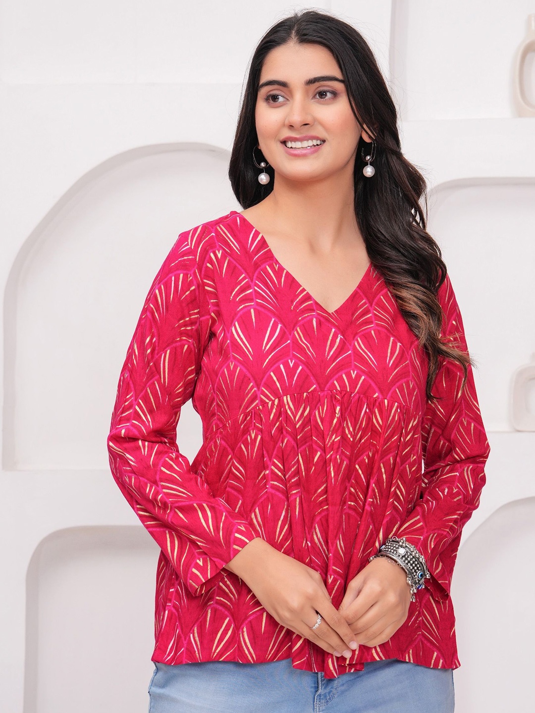 

KALINI Women Floral Print Top, Red