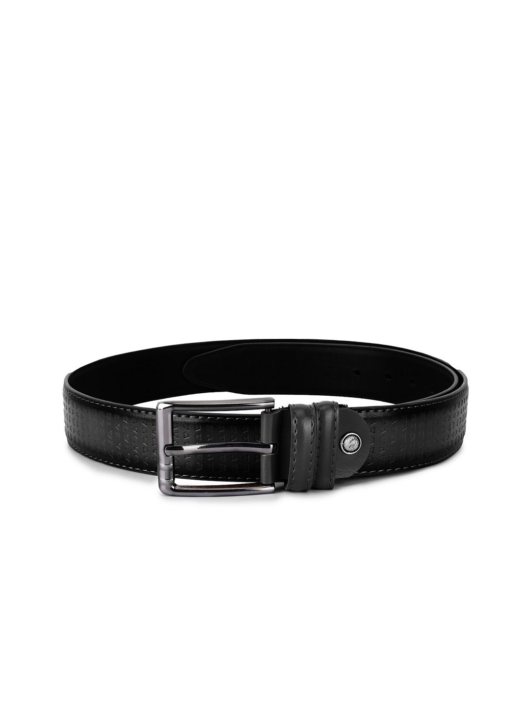 

ZEVORA Men Textured Leather Belt, Black