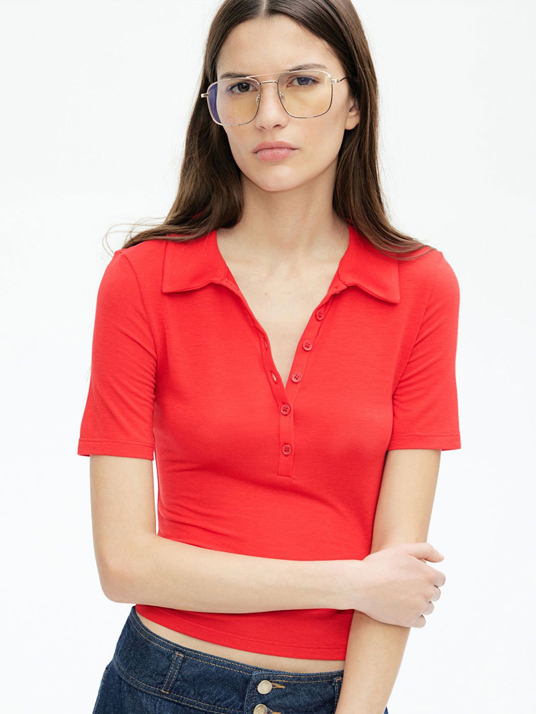 

H&M Jersey Polo Shirt, Red