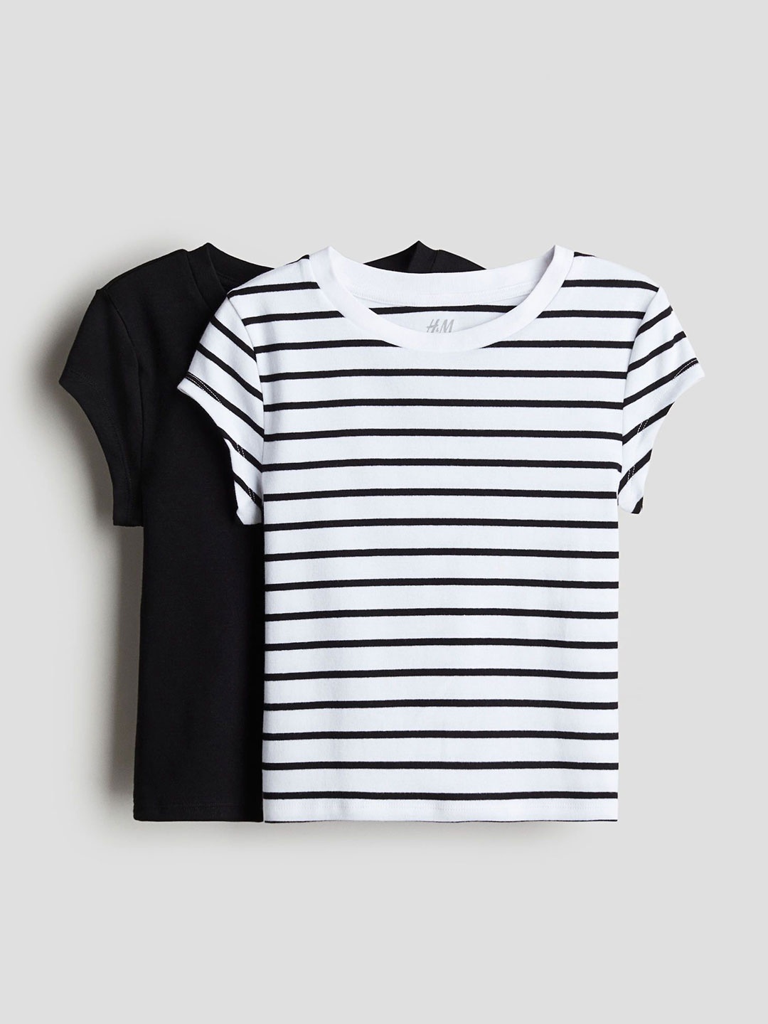 

H&M 2-Pack Cotton Jersey Tops, Black