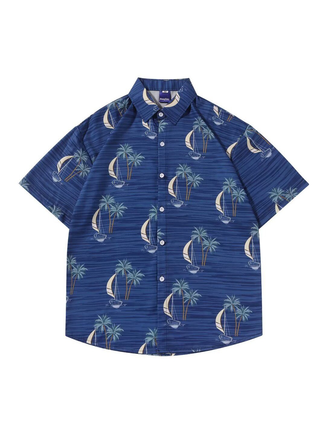 

StyleCast x Revolte Men Spread Collar Floral Printed Casual Shirt, Blue