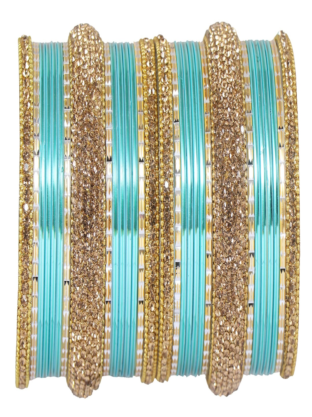 

ZULKA Set Of 30 Stone-Studded Bangles, Blue