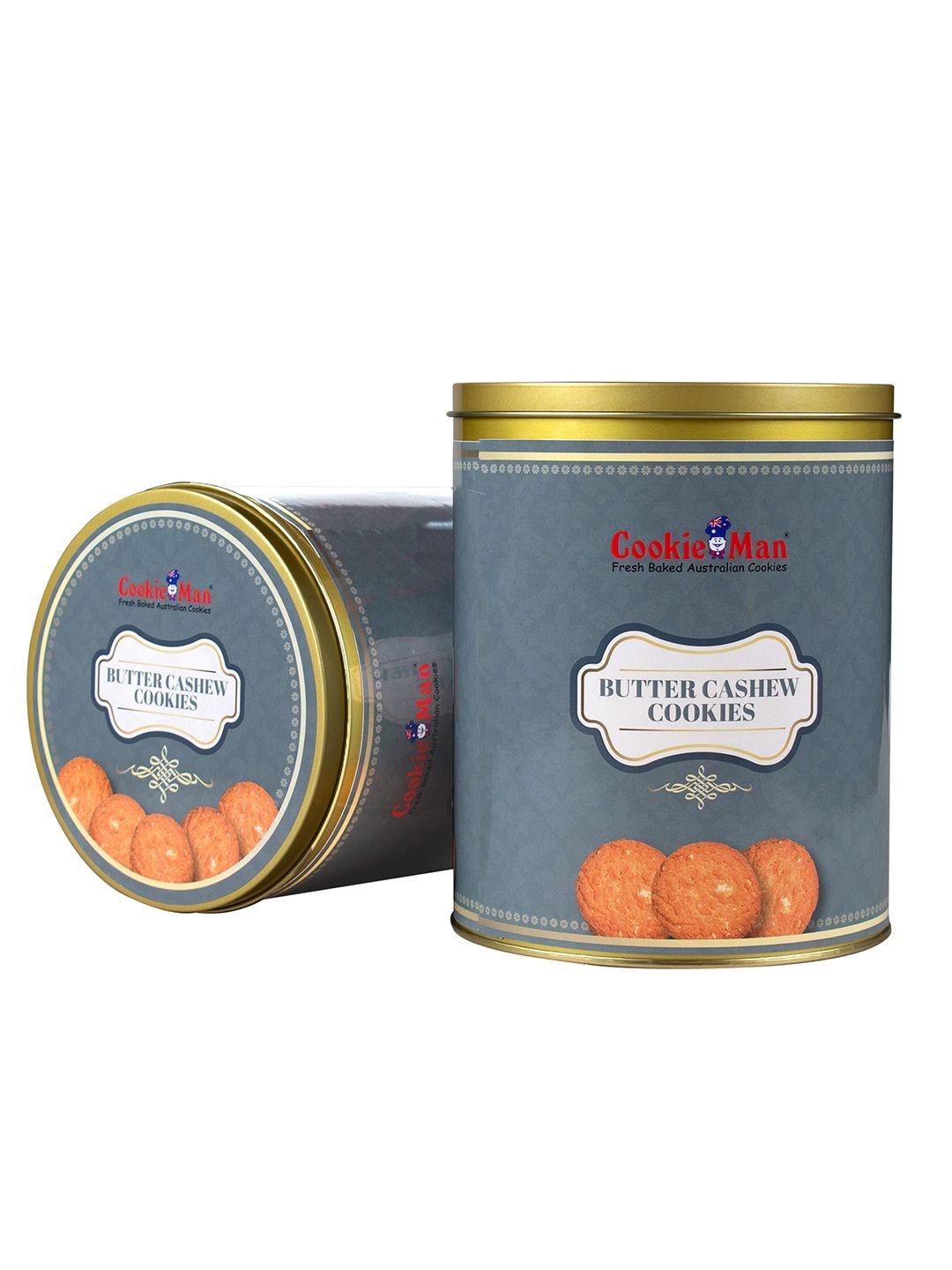 

Cookieman Butter Cashew Cookies Gift Tin - 600g, Grey
