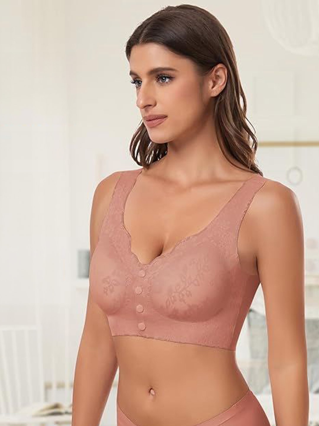 

BRACHY Women Seamless Full Coverage Lightly Padded Bra, Peach