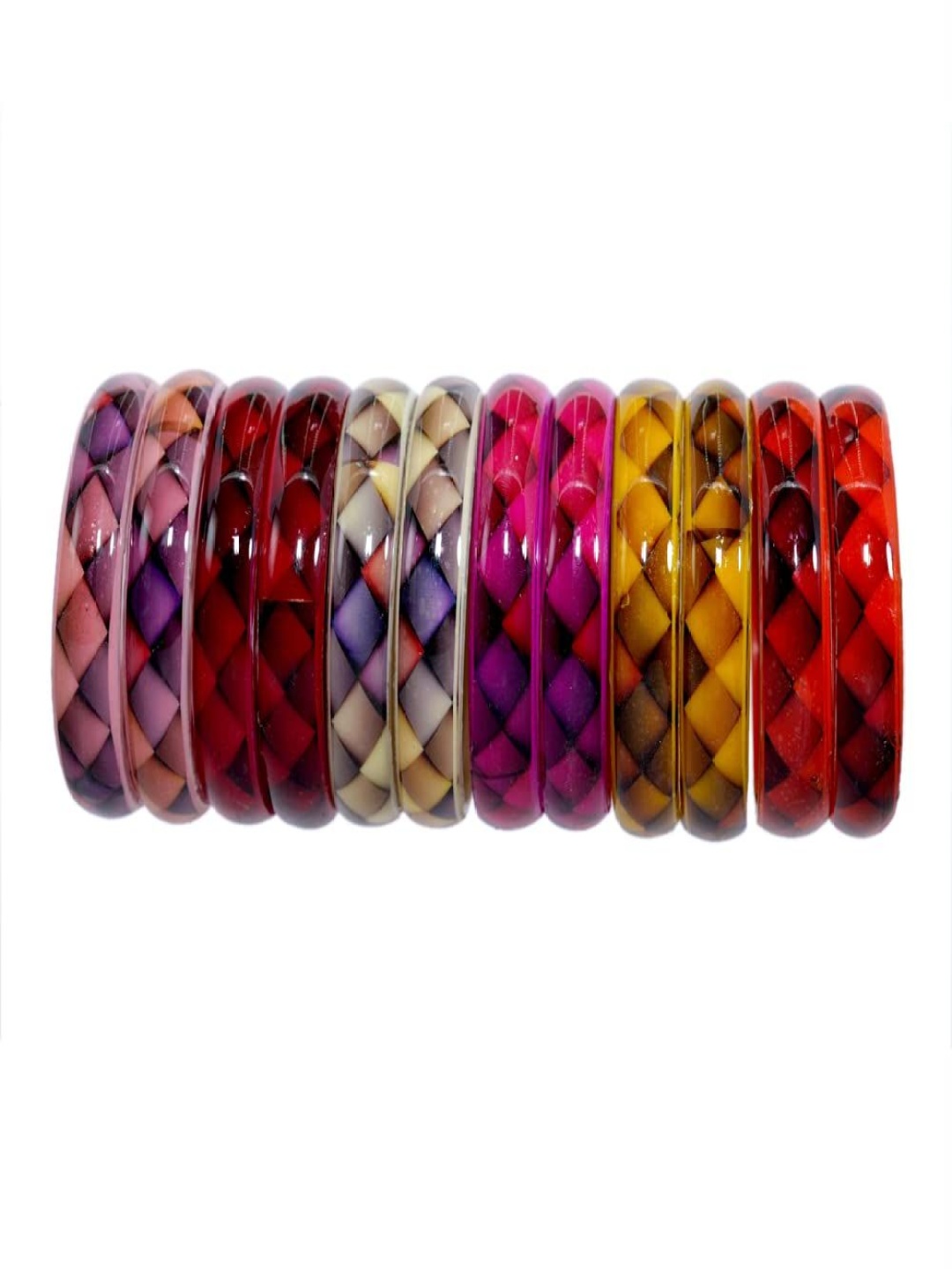

ZULKA Set Of 12 Printed Bangles, Red