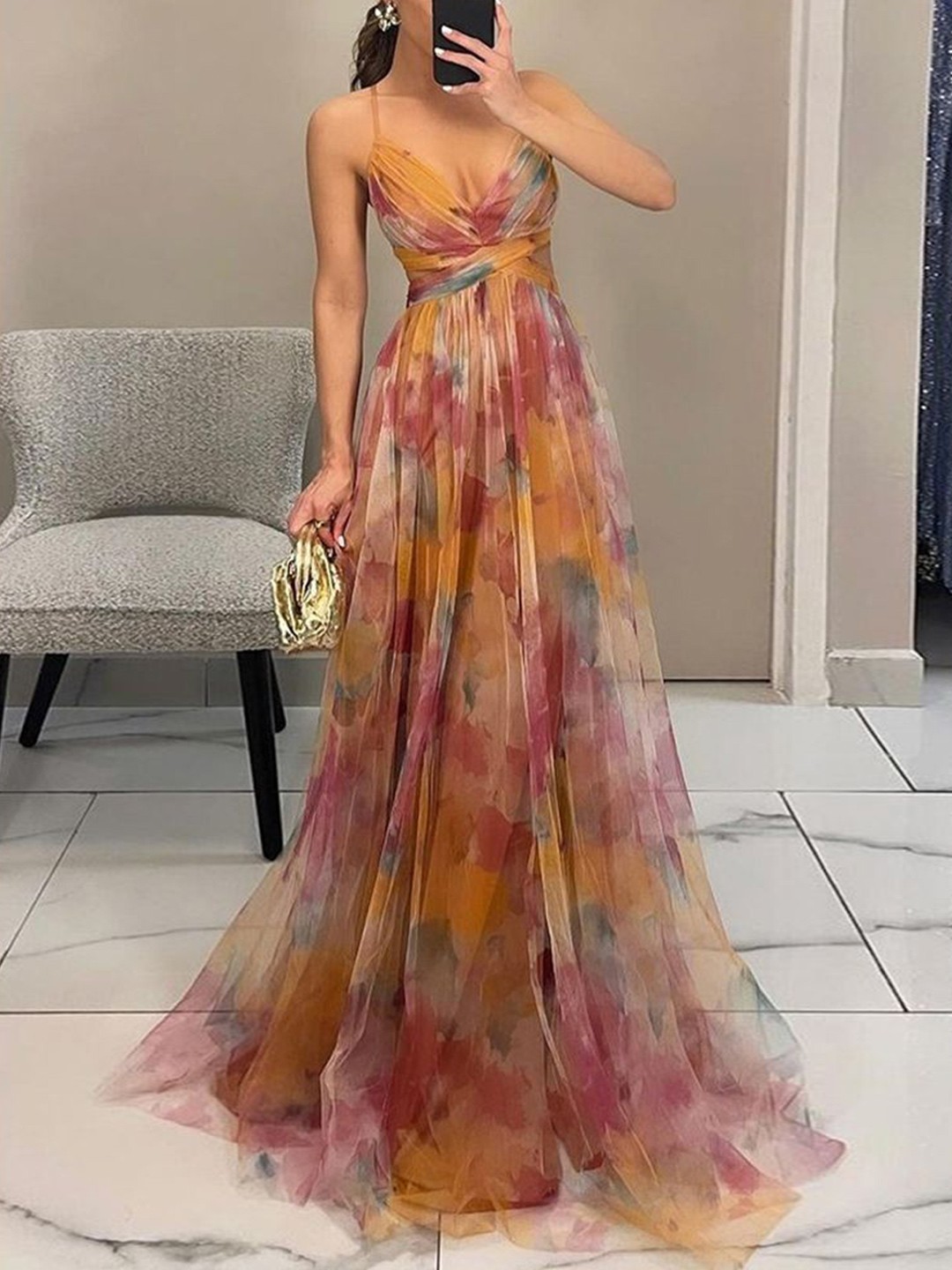 

LULU & SKY Floral Print Maxi Dress, Multi