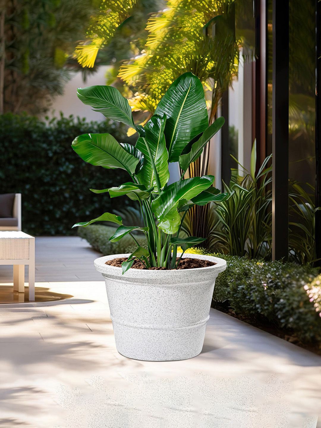 

Kuber Industries Marble White Roto Mould Victoria Flower Planter