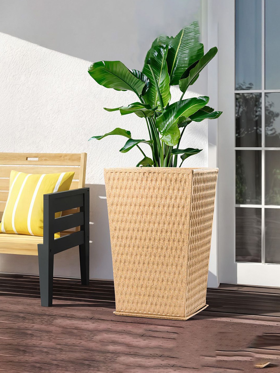 

Kuber Industries Brown & Black 2 Pieces Roto Mould Matrix Tower Flower Planters
