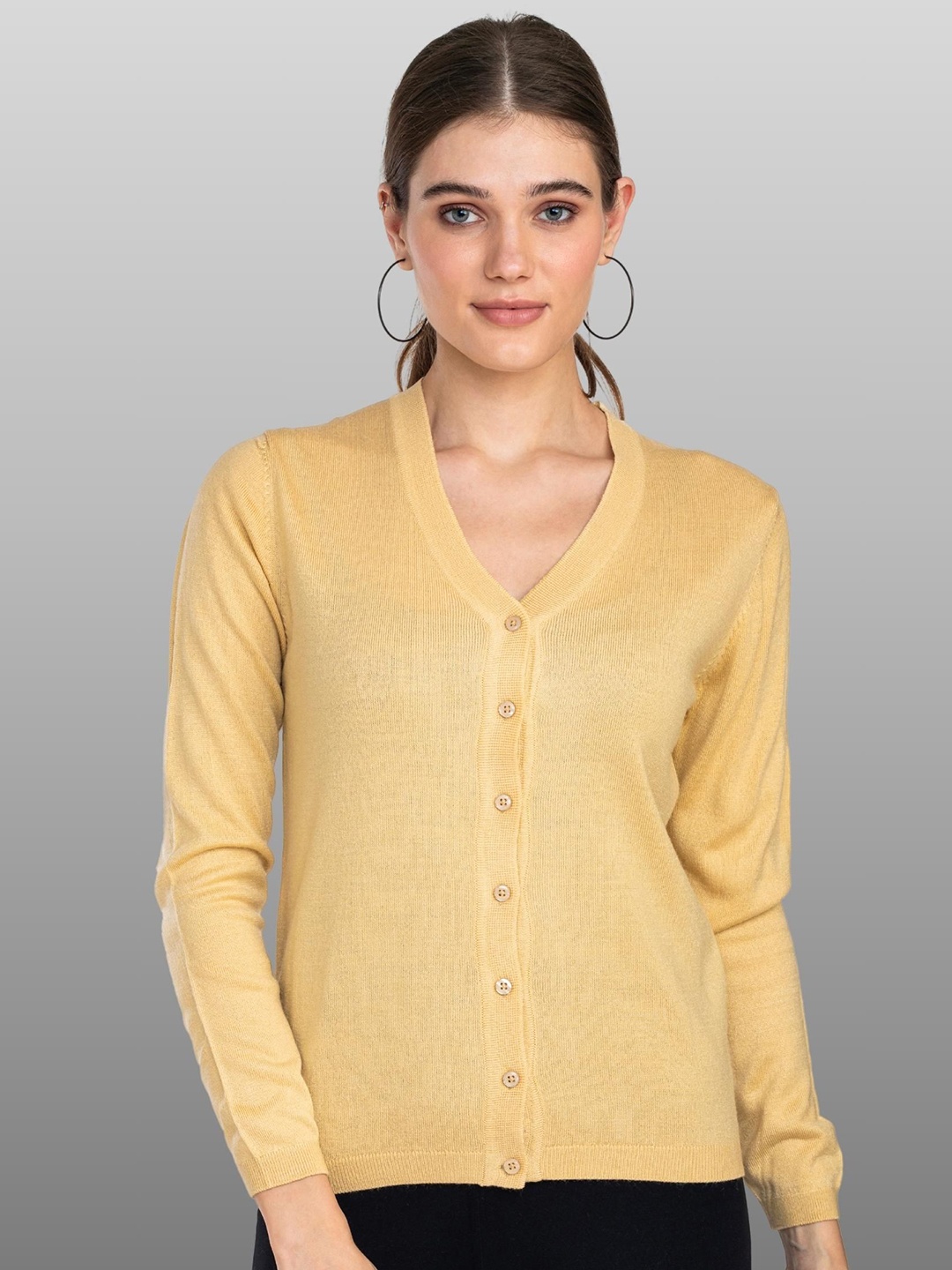 

Moda Elementi Women V-Neck Woollen Cardigan, Beige