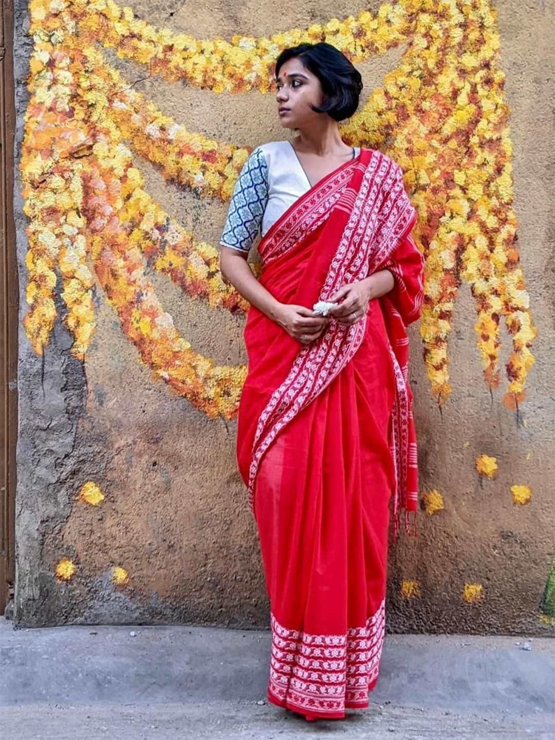 

Ruuprekha Pure Cotton Khadi Saree, Red