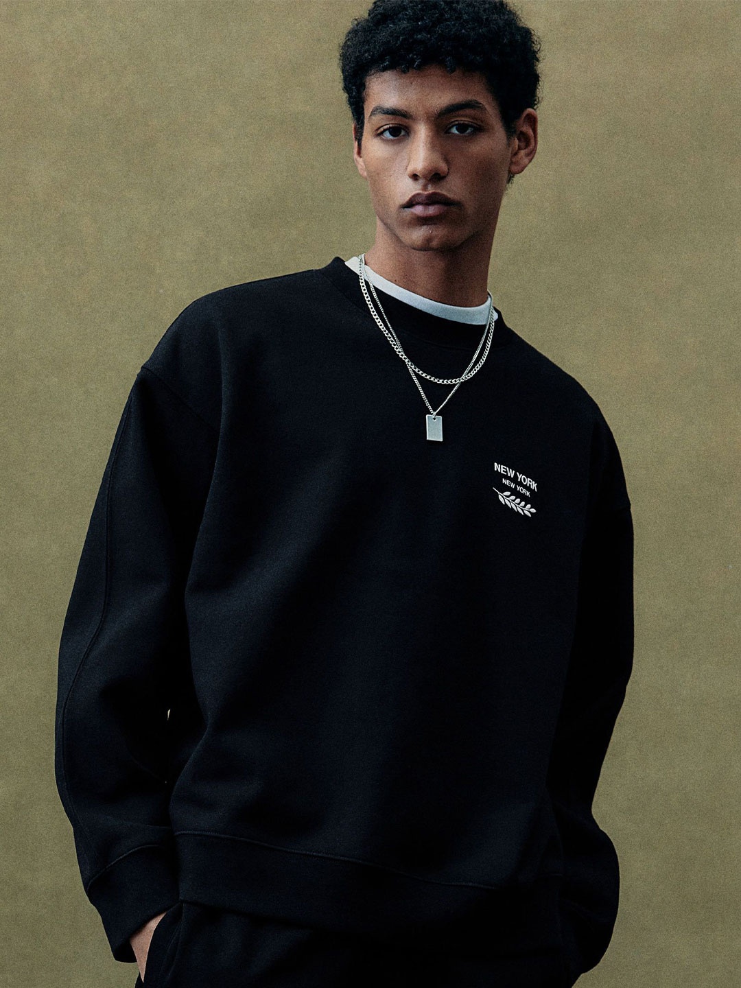

H&M Loose Fit Printed Sweatshirt, Black