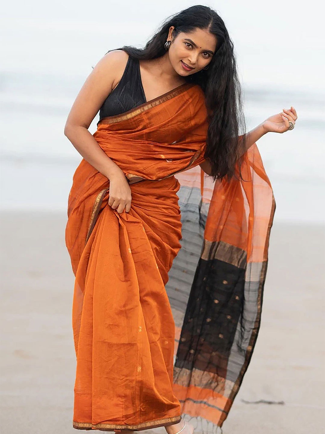 

bigben textile Woven Design Banarasi Saree, Orange