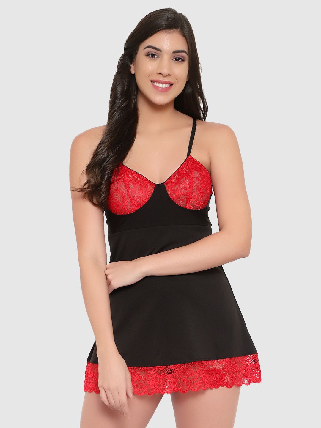 

Boldwink Floral Printed Baby Doll, Black