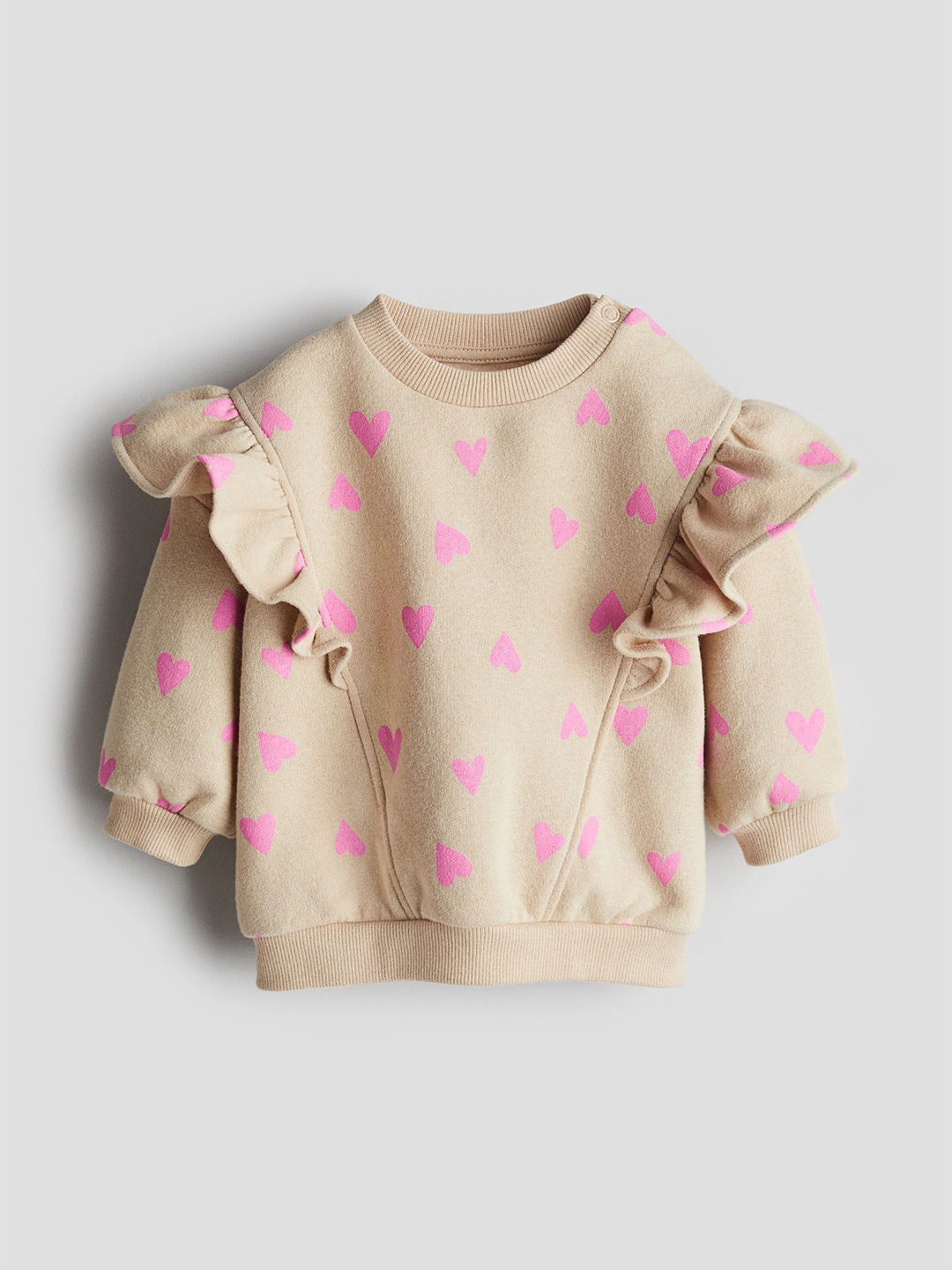 

H&M Flounce-Trimmed Sweatshirt, Beige