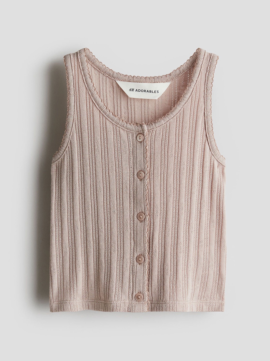 

H&M Pointelle Jersey Vest Top, Beige