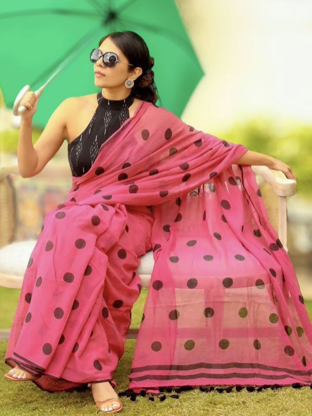

Ruuprekha Floral Printed Pure Cotton Khadi Saree, Pink