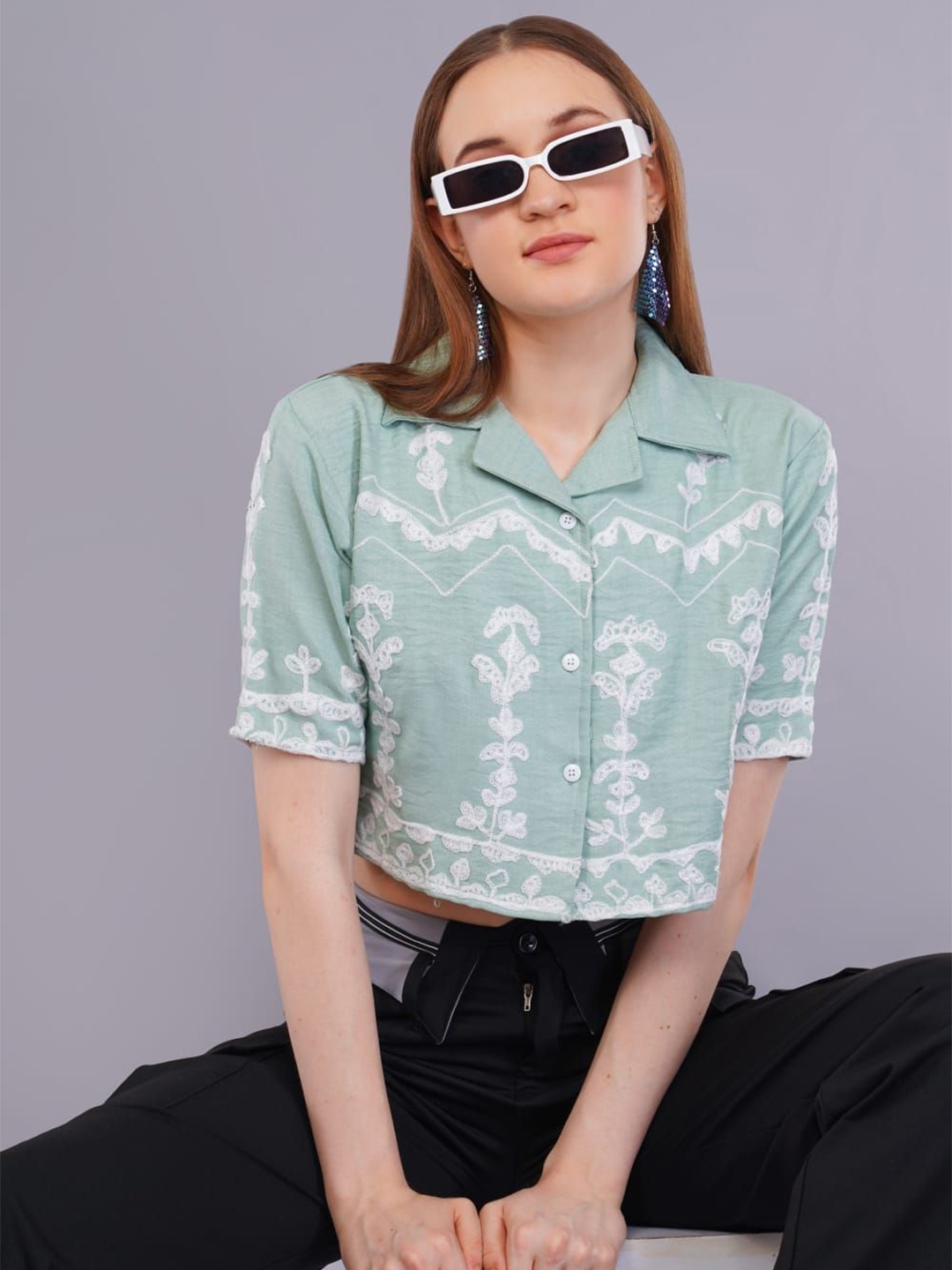 

HIGH BUY Women Smart Floral Opaque Printed Casual Shirt, Green