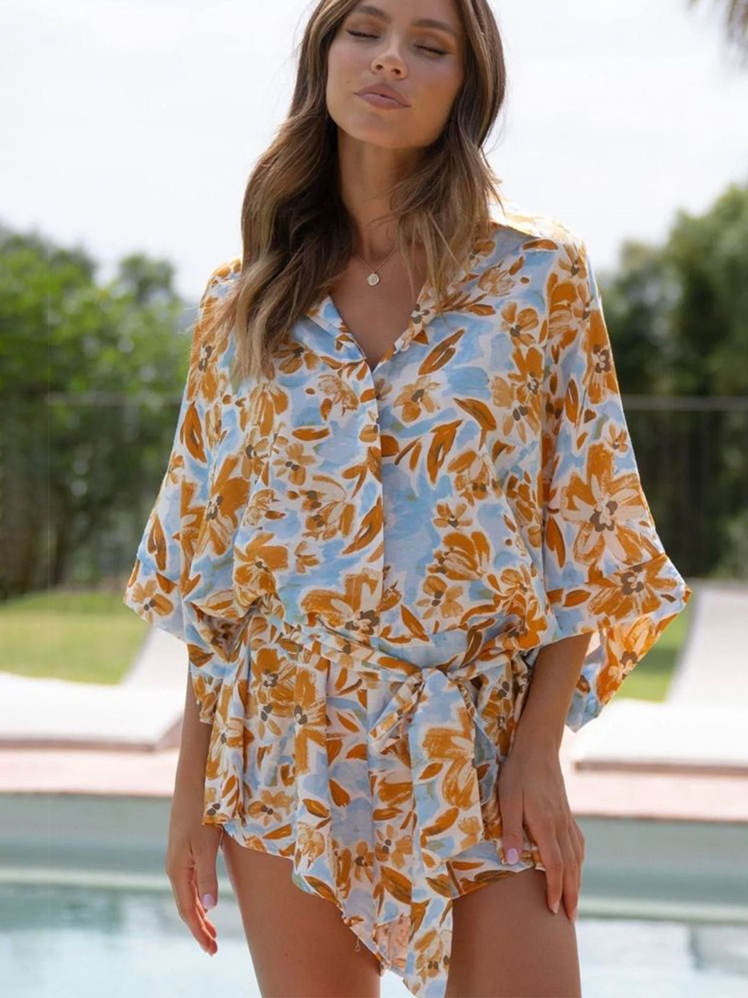 

LULU & SKY Printed Jumpsuit, Orange