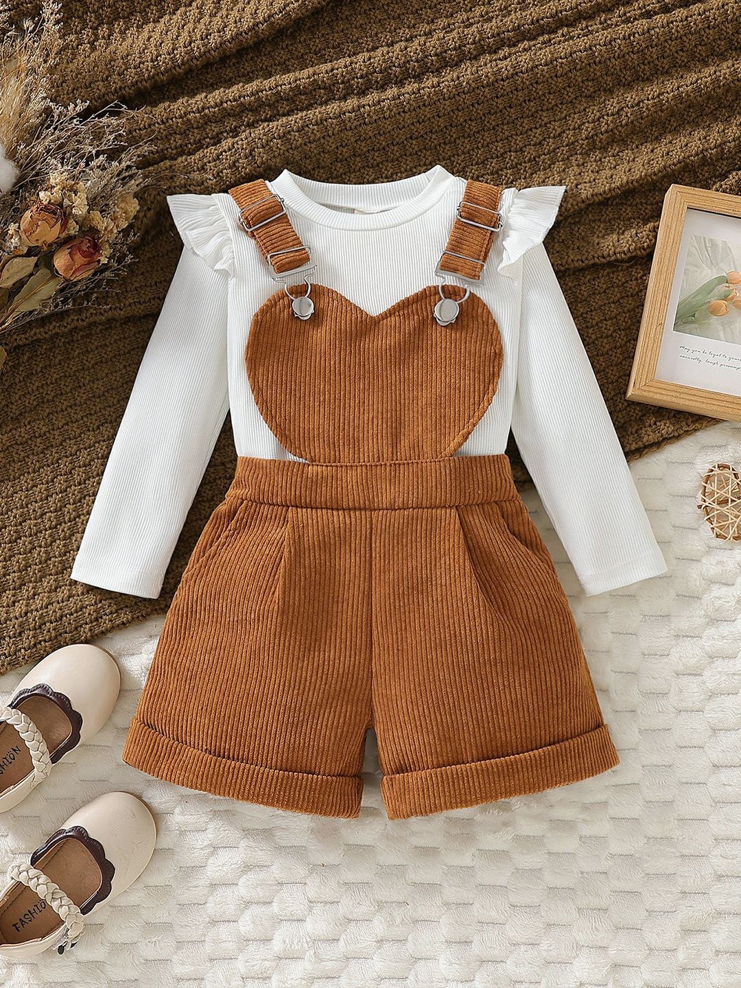 

YK Girls Long Sleeves Top With Short, White