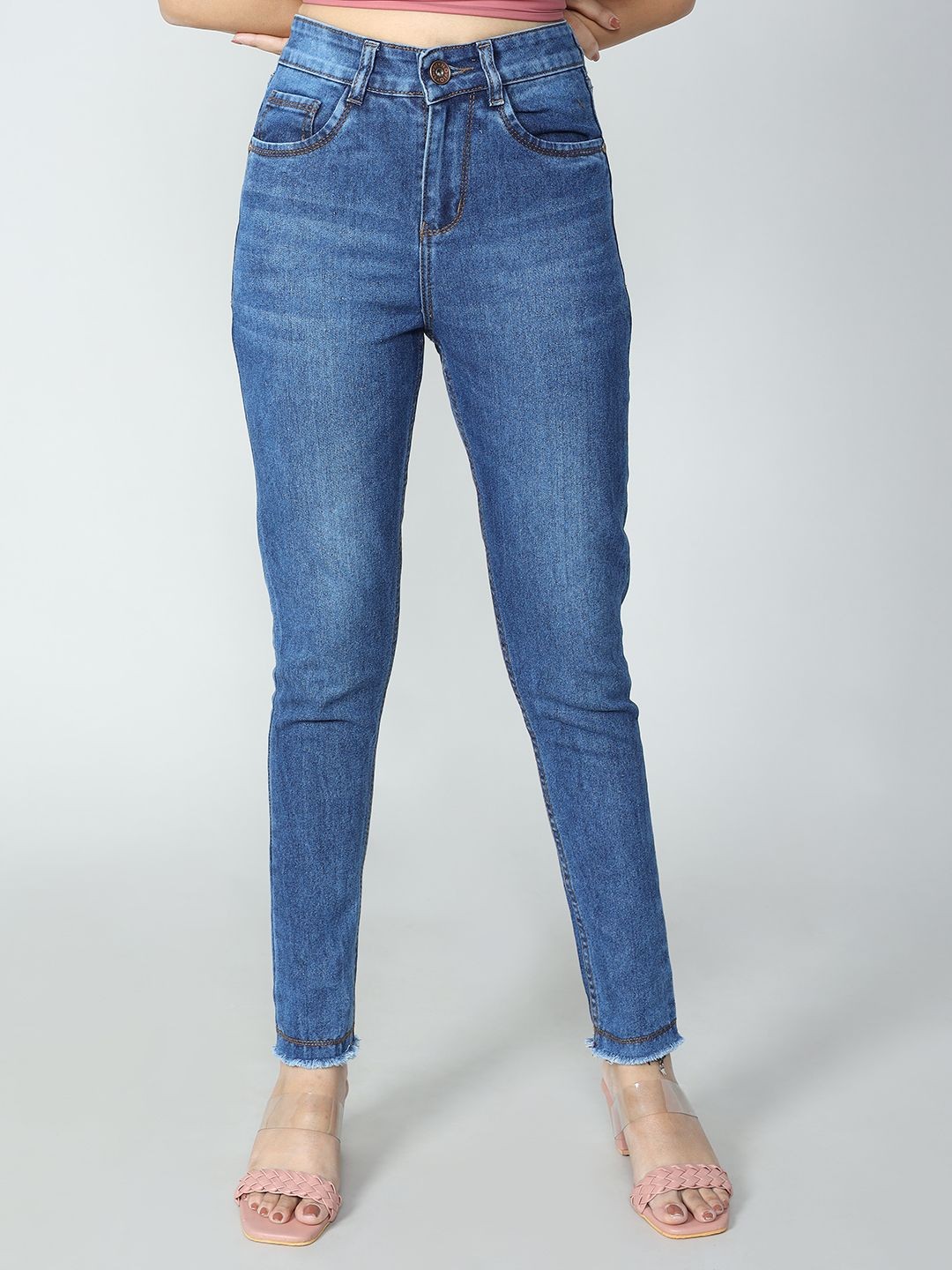 

Novio Women Comfort Slim Fit Light Fade Stretchable Jeans, Navy blue