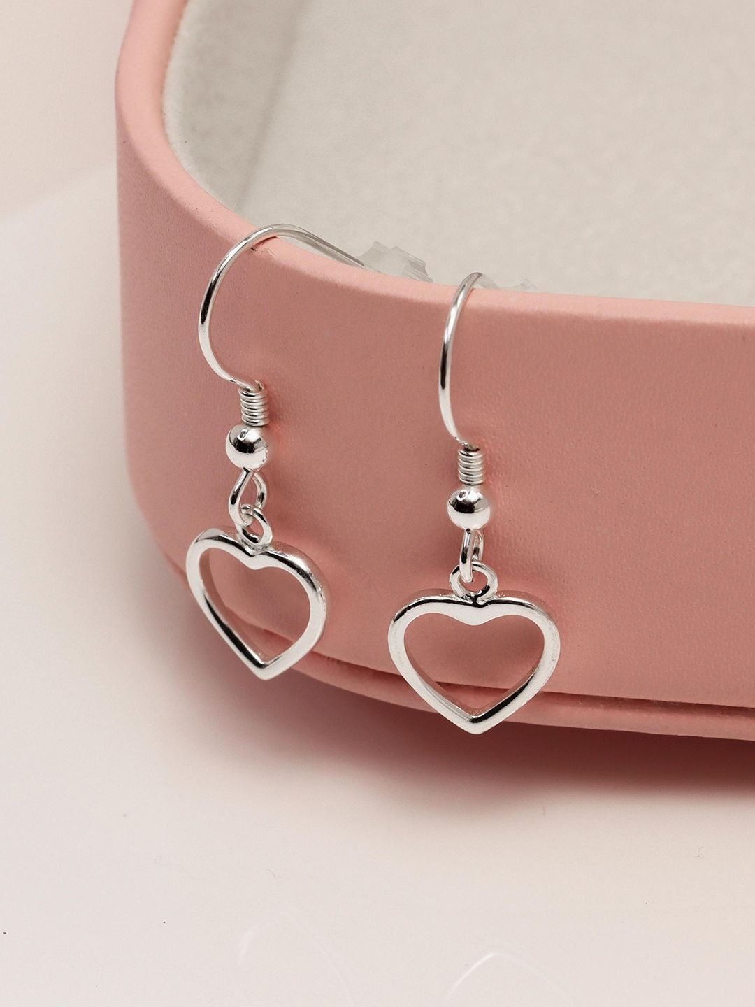 

LeCalla 925 Sterling Silver-Plated Heart Shaped Drop Earrings