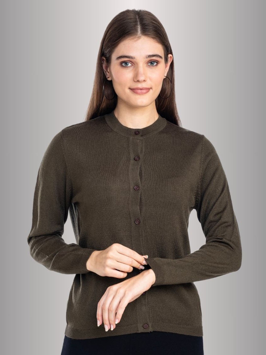 

Moda Elementi Women Woollen Cardigan, Olive